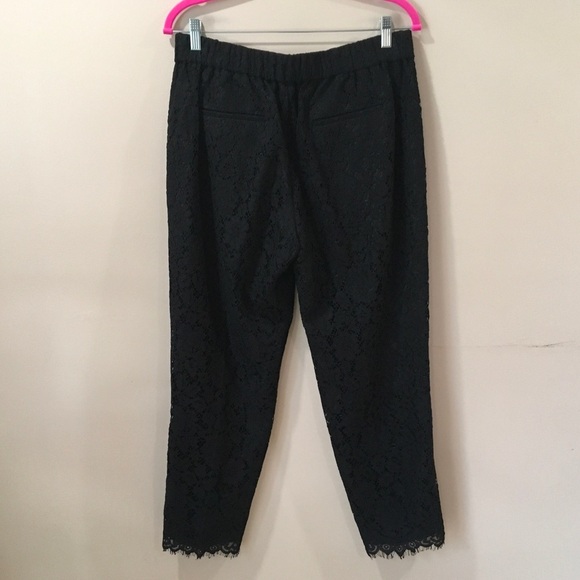 J.Crew Women’s 10T Lace Pull On Pants High Rise  Straight Leg Ankle Black #F9523 - Picture 2 of 9